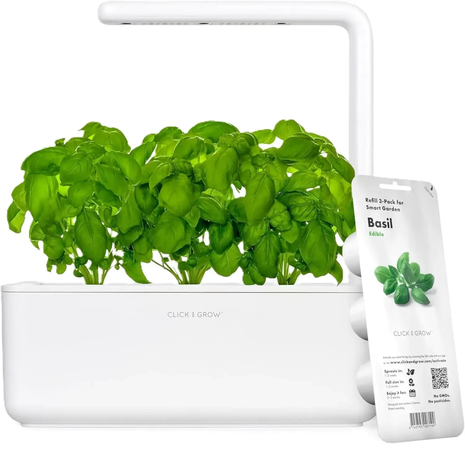 Click and Grow Smart Garden 3 countertop herb garden kit with LED grow light for apartments