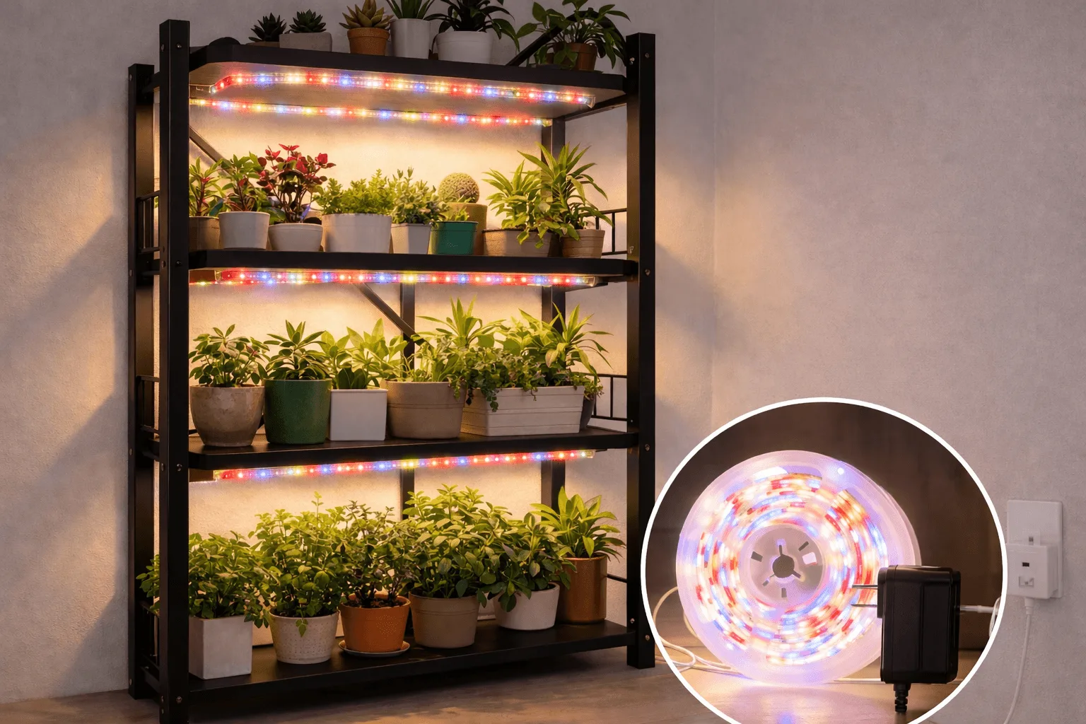 Waterproof full spectrum dimmable LED grow strip lights for indoor hydroponic plants and greenhouse seedlings
