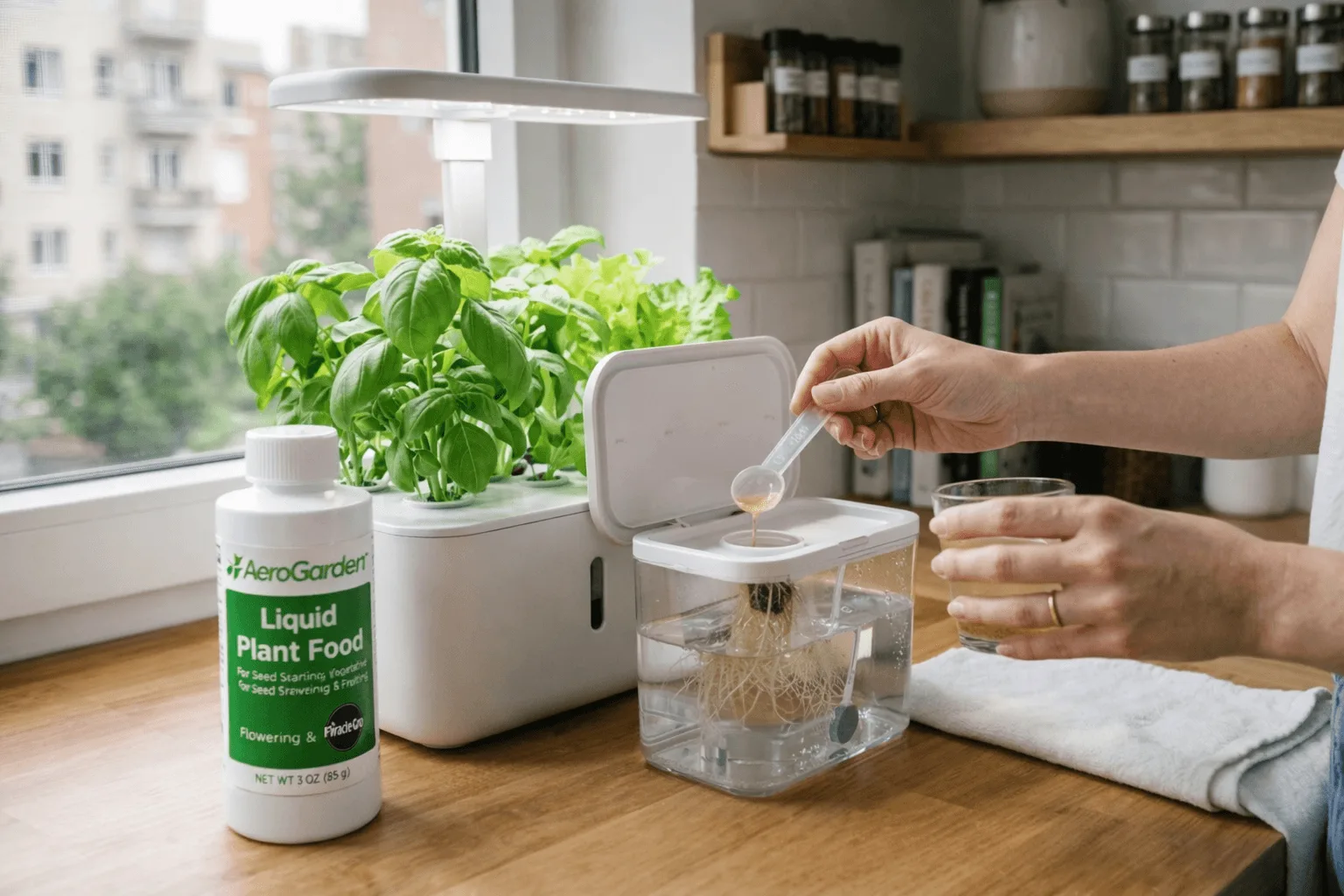 mixing hydroponic nutrients for small systems in a countertop reservoir