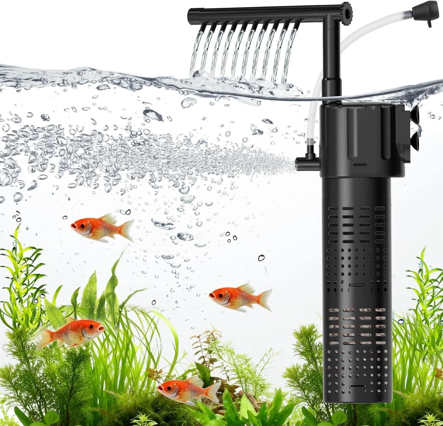 Hygger 5-in-1 submersible filter with built-in air bubbler for hydroponic tanks