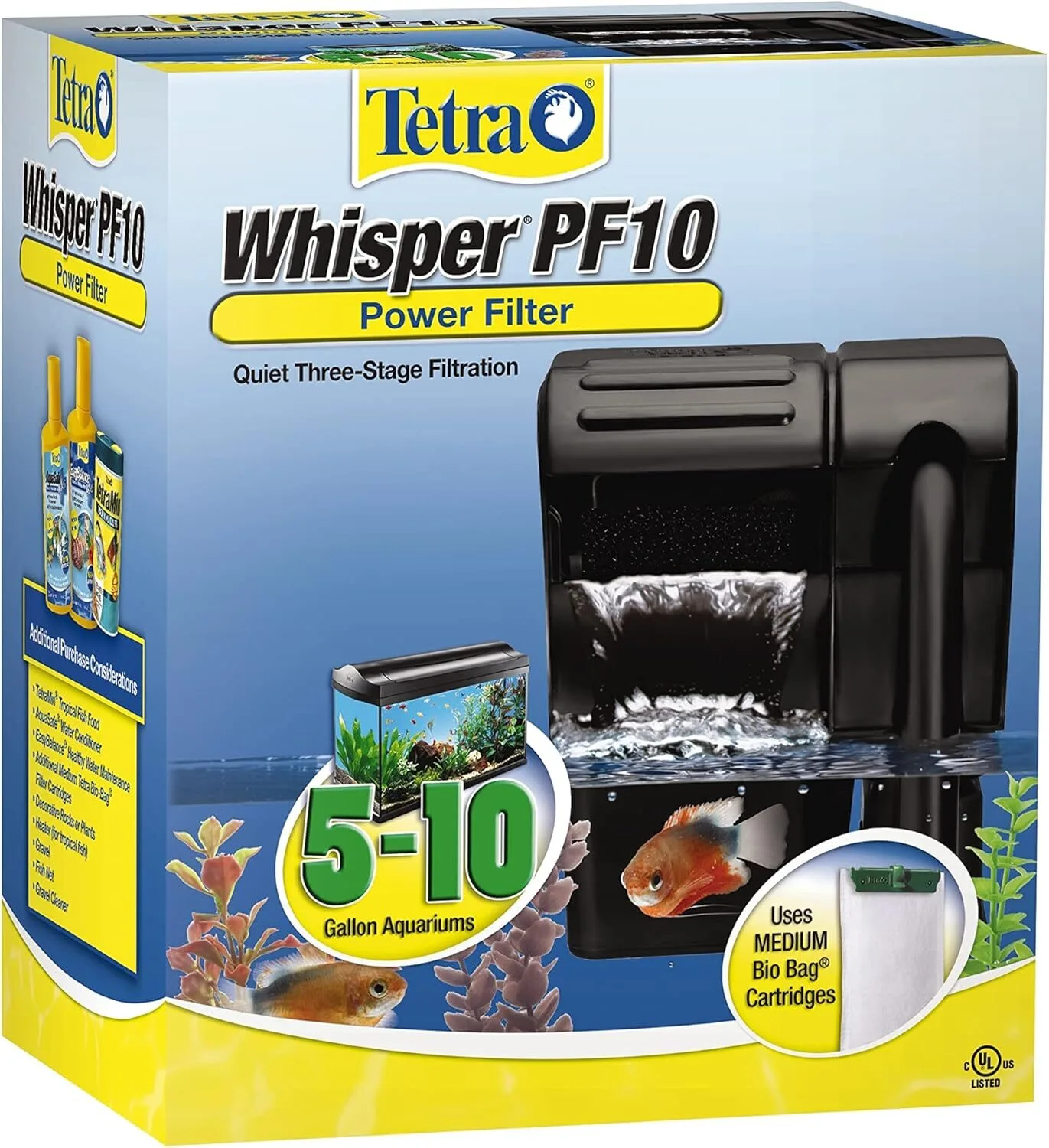 Tetra Whisper 10 power filter for small 10-gallon hydroponic reservoirs