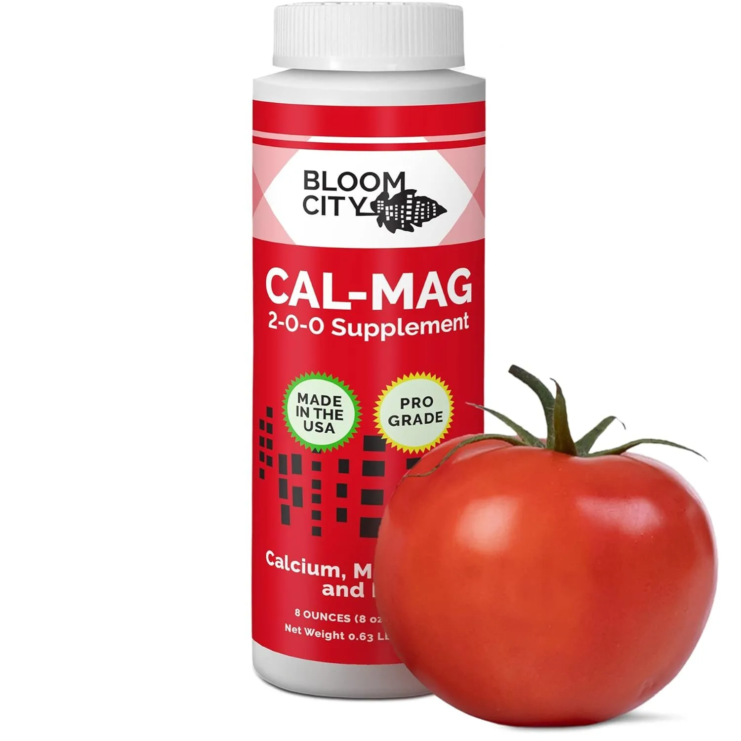 Bloom City Cal-Mag 8oz bottle, a budget-friendly calcium magnesium supplement with fulvic acid for small apartment hydroponic systems